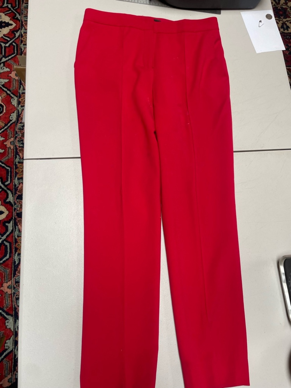 Bcbg Bright Red Straight Leg Dress Pants size 6 spots shown
